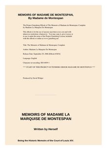 Memoirs of Madame de Montespan — Complete