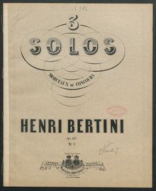 Partition , Allegro agitato, 3 Solos de concours, Bertini, Henri