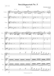 Partition Satz 4, Streichquartett Nr.5, G major, Junck, Christian