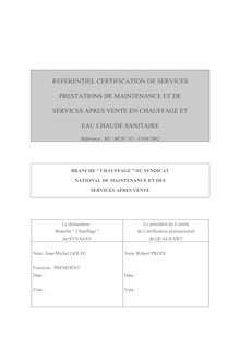 REFERENTIEL CERTIFICATION DE SERVICES PRESTATIONS DE MAINTENANCE ...