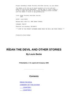 Rídan The Devil And Other Stories - 1899