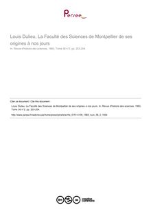 Louis Dulieu, La Faculté des Sciences de Montpellier de ses origines à nos jours  ; n°2 ; vol.36, pg 203-204