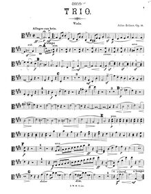 Partition de viole de gambe, Piano Trio No.3, Op.46, Trio [in Cis moll] für Klavier, Violine und Viola (oder Violoncell) Op. 46, componirt von Julius Zellner.