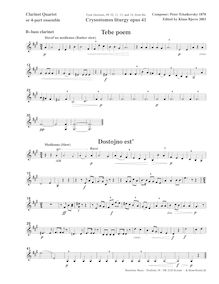 Partition B♭ basse clarinette, Liturgy of St. John Chrysostom,, Литургия святого Иоанна Златоуста