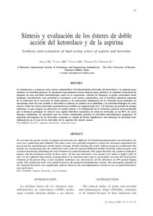 Síntesis y evaluación de los ésteres de doble acción del ketorolaco y de la aspirina (Synthesis and evaluation of dual acting esters of aspirin and ketorolac)