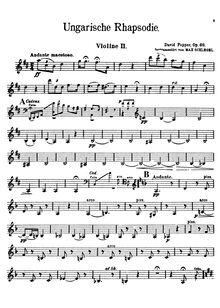Partition violons II, Hungarian Rhapsody, Op.68, Ungarische Rhapsodie