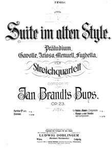 Partition violon 1,  pour corde quatuor, Suite im alten Style, D minor