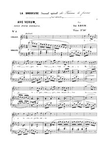 Partition complète, Ave verum, Solo pour soprano, D♭ major, Adam, Adolphe