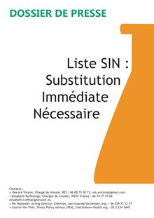 Liste SIN : Substitution Immédiate Nécessaire