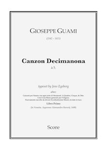 Partition complète, Canzon Decimanona, à 5, Guami, Gioseffo