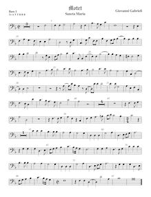 Partition viole de basse 1, basse clef, Sancta Maria à 7, Gabrieli, Giovanni