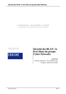 Sécurité des RLAN : le livre blanc du groupe Cyber-Networks