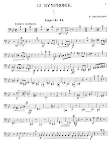 Partition basson 2, Symphony No.1 en G minor, 1re Symphonie, Kalinnikov, Vasily
