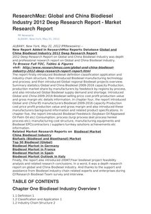 ResearchMoz:  Global and China Biodiesel Industry 2012 Deep Research Report - Market Research Report