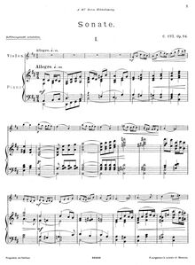 Partition , Allegro, violon Sonata, Sonate pour piano et violon