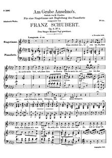 Partition complète, Original key (E♭ minor), Am Grabe Anselmos, D.504 (Op.6 No.3)