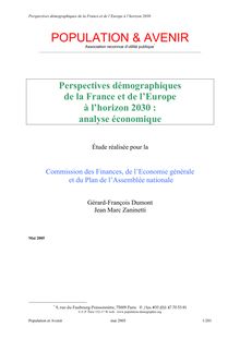 Perspectives démographiques de la France et de l - POPULATION & AVENIR
