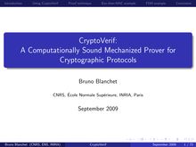 Introduction Using CryptoVerif Proof technique Enc then MAC example FDH example Conclusion