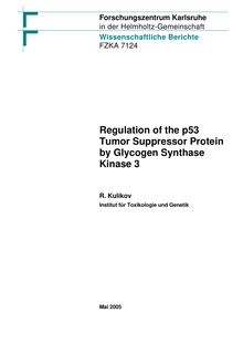 Regulation of the p53 tumor suppressor protein by glycogen synthase kinase 3 [Elektronische Ressource] / Forschungszentrum Karlsruhe GmbH, Karlsruhe. Roman Kulikov