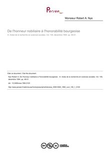 De l honneur nobiliaire à l honorabilité bourgeoise  - article ; n°1 ; vol.105, pg 46-51