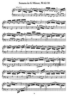 Partition complète, Sonata en G minor, Wq.62/18, G minor, Bach, Carl Philipp Emanuel
