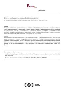 Foi et philosophie selon Schleiermacher - article ; n°2 ; vol.92, pg 211-225