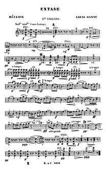 Partition violons II, Extase, Rêverie, D major, Ganne, Louis