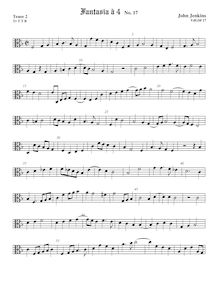 Partition ténor viole de gambe 2, alto clef, fantaisies pour 4 violes de gambe et orgue par John Jenkins