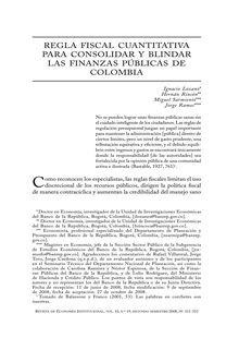 Regla fiscal cuantitativa para consolidar y blindar las finanzas públicas de Colombia (Quantitative Fiscal Rule to Consolidate and Shield the Colombian Public Finances)