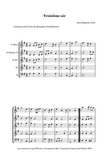 Partition Troisième Air - Score, Le bourgeois gentilhomme, Comédie-ballet