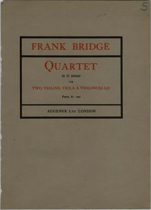 Partition Color Covers, corde quatuor No.2, H.115, Quartet in G minor for strings.