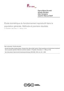 Étude biométrique du fonctionnement reproductif dans la population générale. Méthode et premiers résultats - article ; n°1 ; vol.49, pg 27-60
