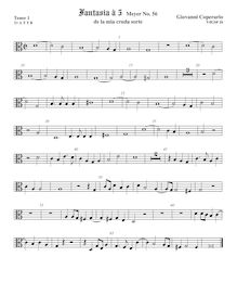 Partition ténor viole de gambe 2, alto clef, Fantasia pour 5 violes de gambe, RC 49