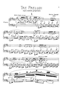 Partition complète, Tre preludi sopra melodie gregoriane, Three Preludes on Gregorian Melodies