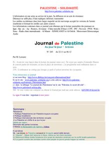 Journal de Palestine n° 285 (pdf) - Journal de Palestine