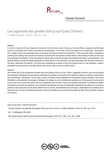 Les pigments des grottes d Arcy-sur-Cure (Yonne) - article ; n°1 ; vol.33, pg 17-52