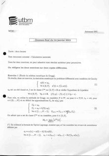 Analyse numérique élémentaire 2001 Génie Mécanique et Conception Université de Technologie de Belfort Montbéliard