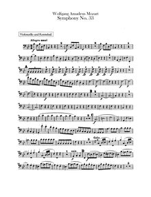 Partition violoncelles / Basses, Symphony No.33, B♭ major, Mozart, Wolfgang Amadeus par Wolfgang Amadeus Mozart
