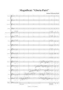 Partition Gloria Patri (chœur SSATB), Magnificat, D major, Bach, Johann Sebastian