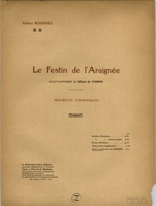 Partition couverture couleur, Le Festin de l’Araignée, Op.17, The Spider s Feast