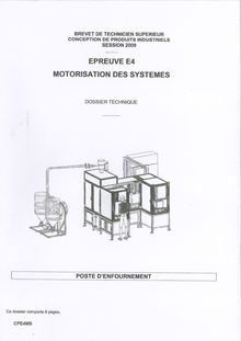 Motorisation des systèmes 2009 BTS Conception de produits industriels
