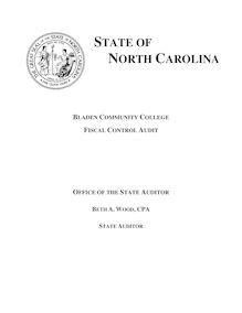 Bladen Community College - Fiscal Control Audit