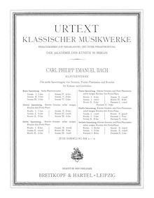Partition Complete partitions, Clavier-Sonaten für Kenner und Liebhaber par Carl Philipp Emanuel Bach