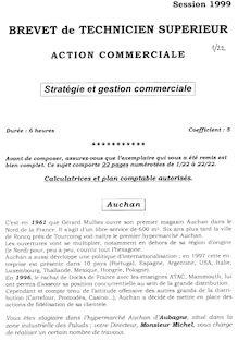 Btsac strategie et gestion commerciale 1999