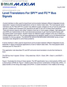Level Translators For SPI™ and I2C™ Bus Signals