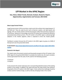 LFP Market in the APAC Region Size, Share, Global Trends, Demand, Analysis, Research, Report, Opportunities, Segmentation and Forecast, 2014-2018