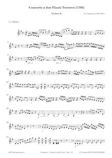 Partition violons II, Concerto pour 2 flûte G dur, G major, Cimarosa, Domenico