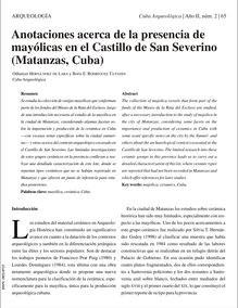 ANOTACIONES ACERCA DE LA PRESENCIA DE MAYÓLICAS EN EL CASTILLO DE SAN SEVERINO (MATANZAS, CUBA)