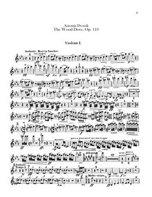 Partition violons I, pour Wild Dove, Holoubek (The Wood Dove)Die Waldtaube. Symphonisches Gedicht nach der gleichnamigen Ballade von K. Jaromir Erben für großes Orchester.