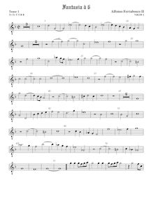 Partition ténor viole de gambe 1, octave aigu clef, fantaisies pour 6 violes de gambe